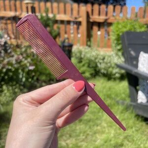 Vintage Ace Unbreakable Plastic 8" Deep Maroon Red Rat tail‎  Comb Retro USA